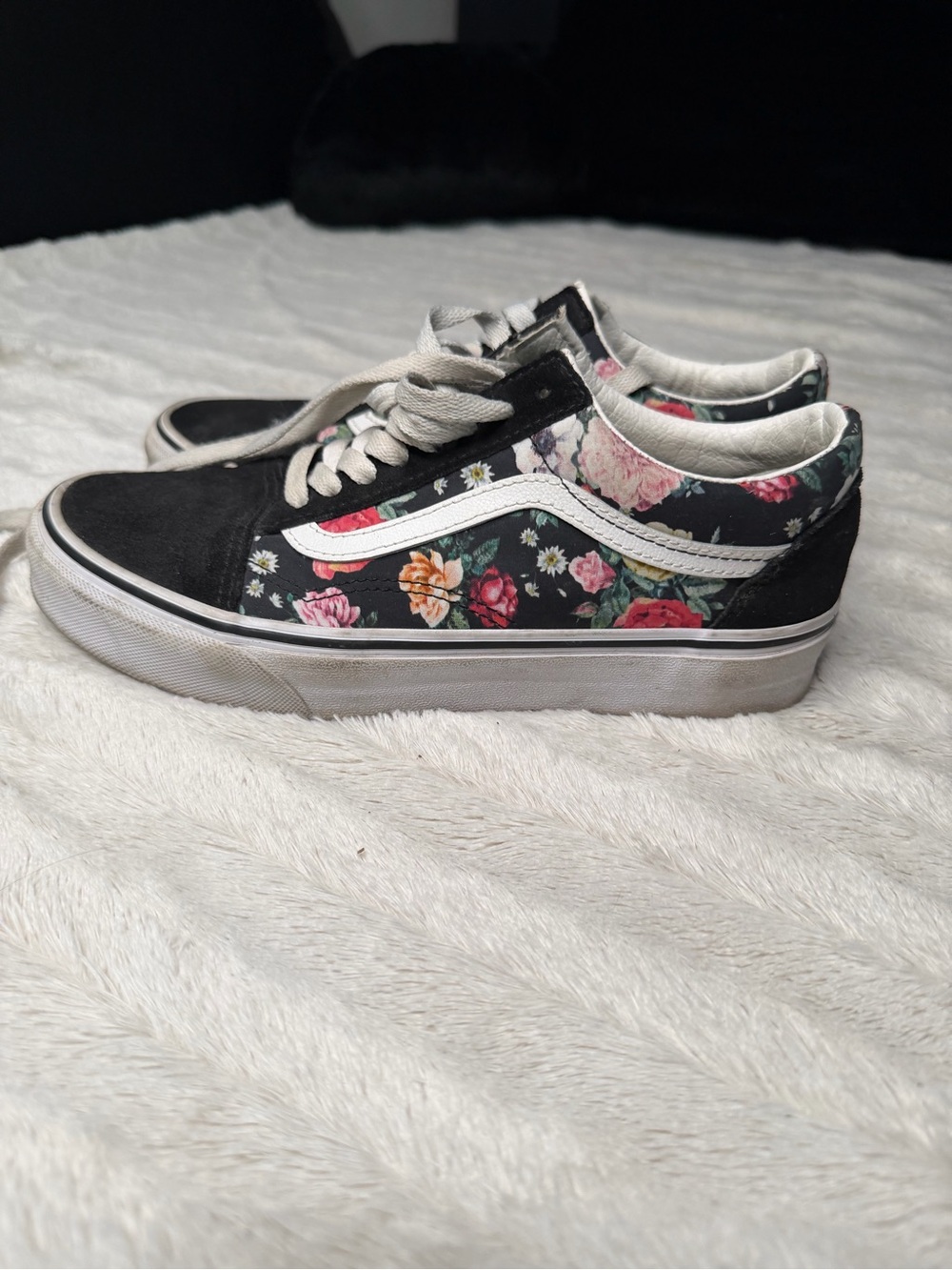 Black Floral Low-Top Vans